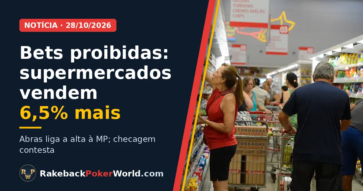 Capa: clientes com carrinhos num corredor de supermercado; com as bets proibidas, a Abras diz que o consumo subiu 6,5%