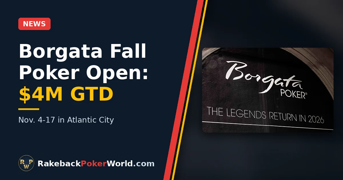 Cover: Borgata Poker sign in Atlantic City ahead of the Borgata Fall Poker Open 2026