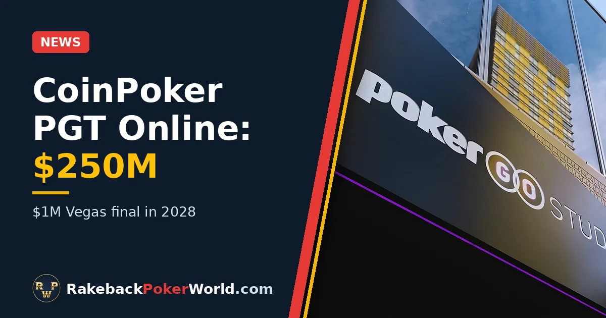 Cover: the PokerGO Studio sign in Las Vegas, where the CoinPoker PGT Online $1 million final will be played