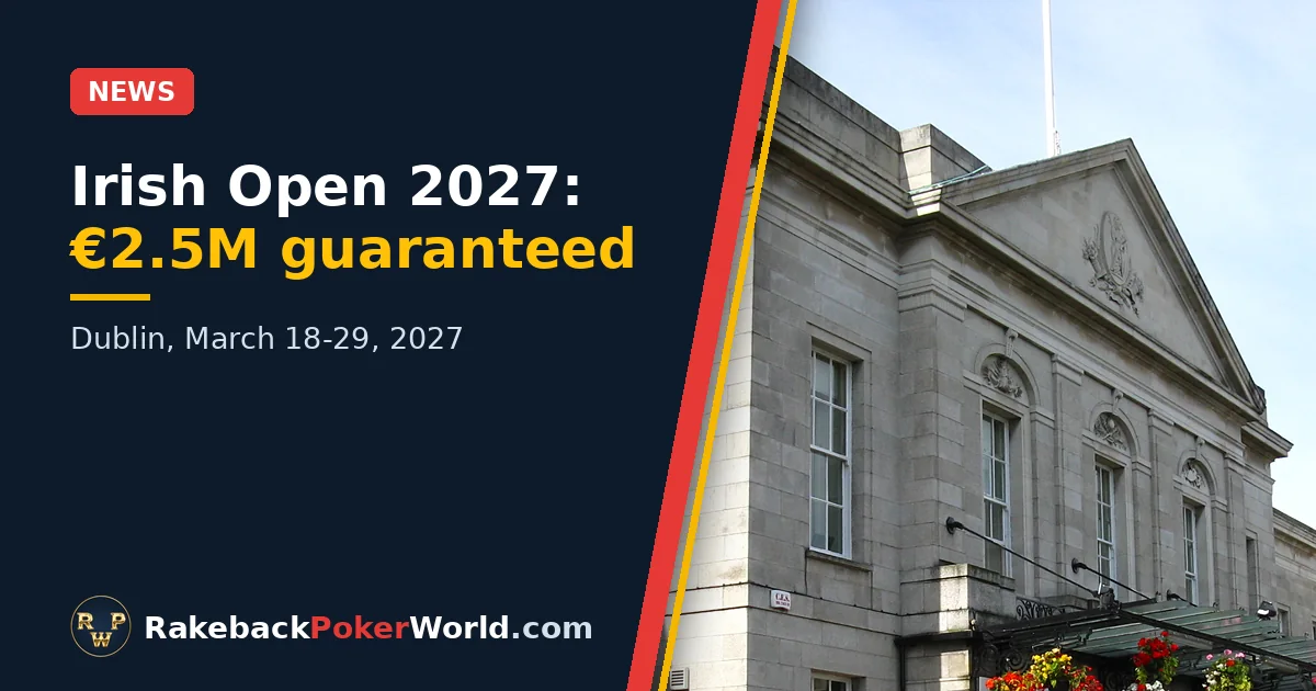 Cover: the main entrance of the Royal Dublin Society in Dublin, home of the Irish Poker Open 2027