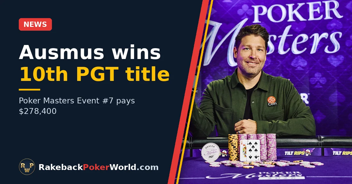 Cover: Jeremy Ausmus at the Poker Masters final table after his Event #7 win
