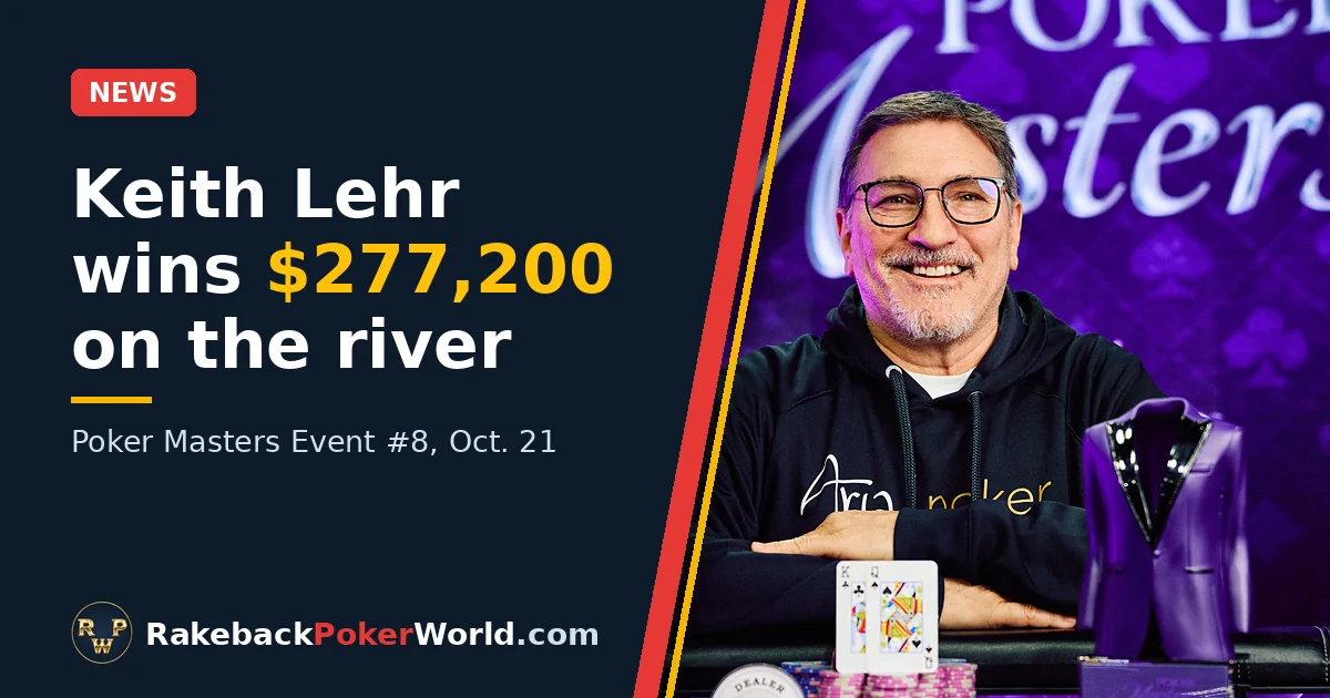 Cover: Keith Lehr with the Poker Masters trophy after winning Event #8 at the PokerGO Studio
