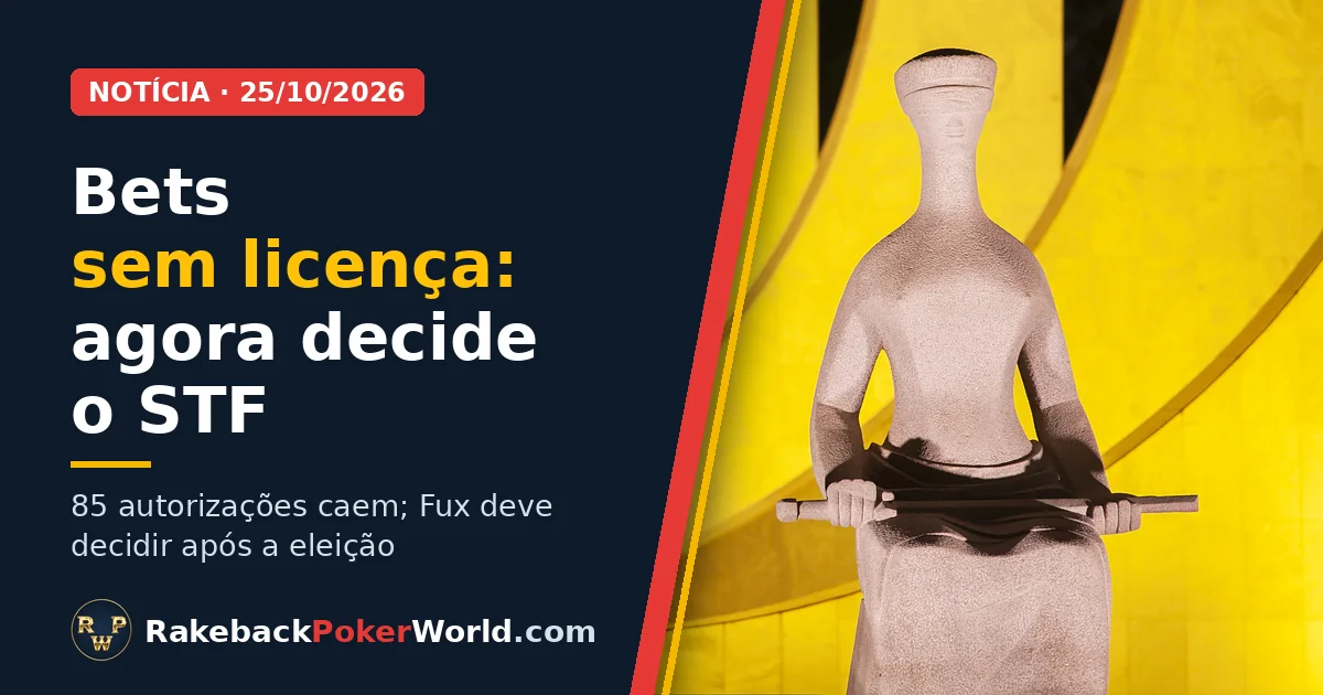 Capa: a estátua A Justiça diante do STF, iluminada em amarelo, para a notícia de que as licenças das bets caíram e a decisão fica com o Supremo