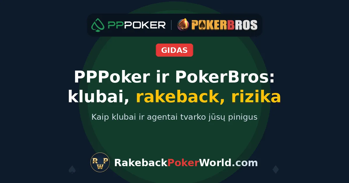 Viršelio paveikslėlis: PPPoker ir PokerBros, klubai, rakeback ir rizika