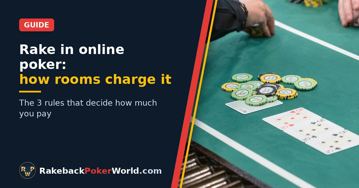 Cover of the poker rake guide: a dealer collects the chips from the pot at a cash game table
