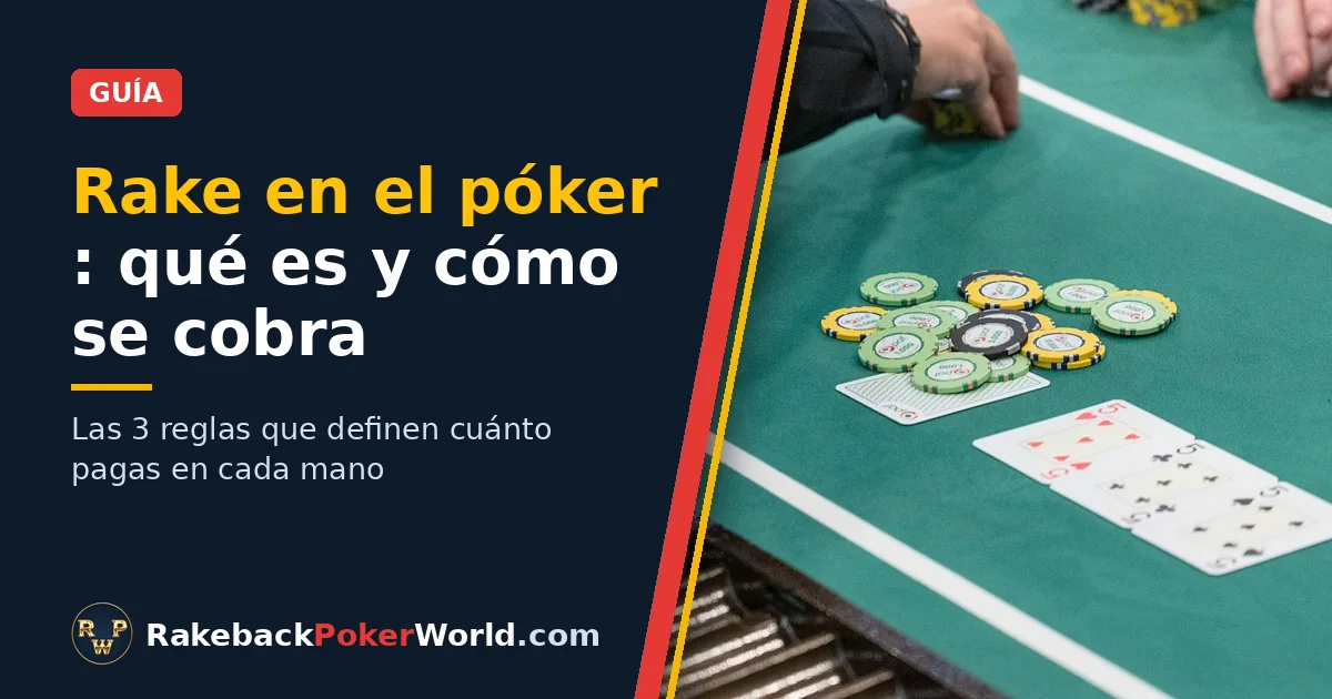 Portada de la guía de rake en el póker: el dealer recoge las fichas del pozo en una mesa de cash game