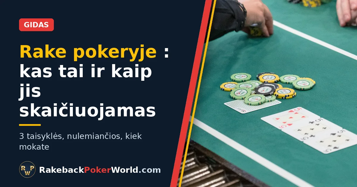Gido apie rake pokeryje viršelis: krupjė surenka žetonus iš pot'o prie cash game stalo