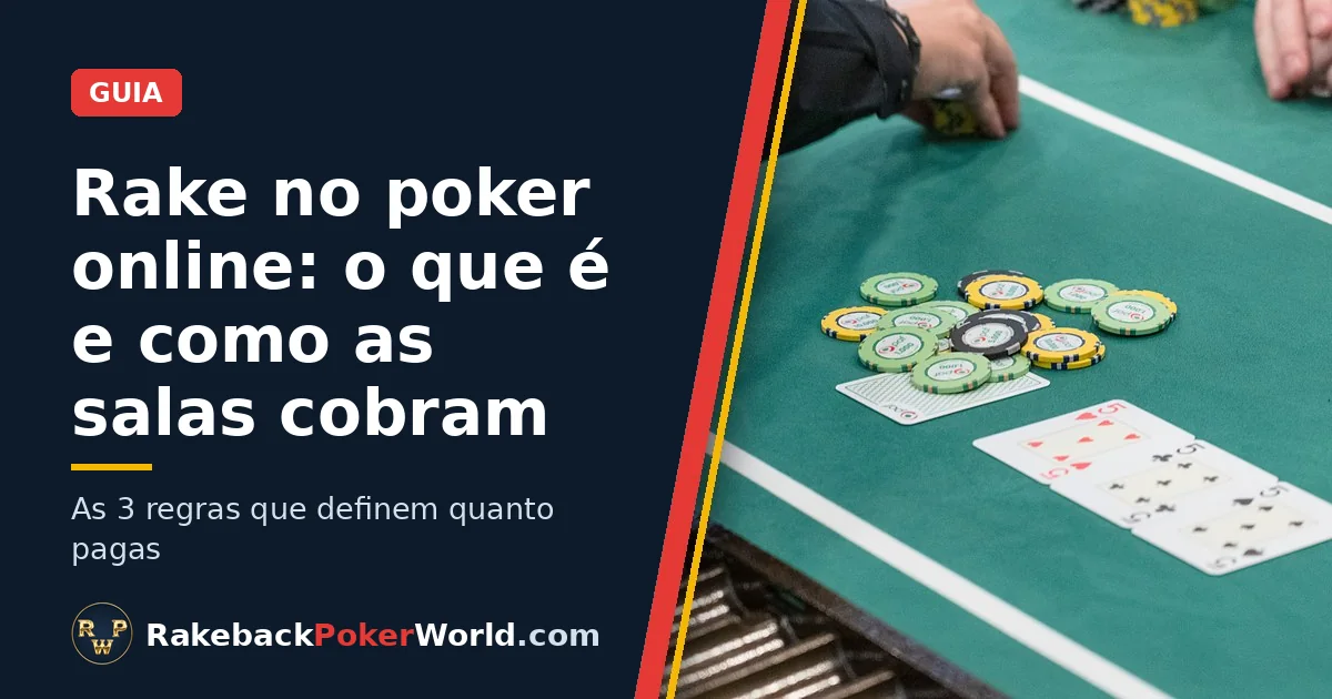 Capa do guia de rake no poker: dealer recolhe as fichas do pote numa mesa de cash game