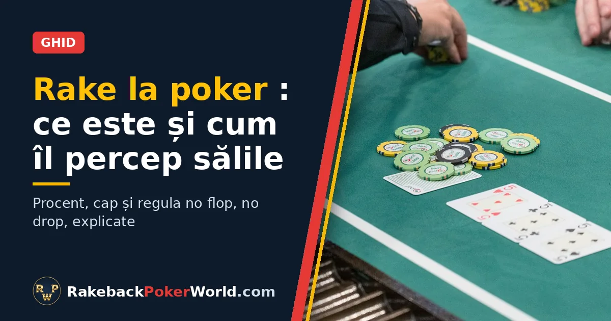 Coperta ghidului despre rake la poker: crupierul strânge jetoanele din pot la o masă de cash game
