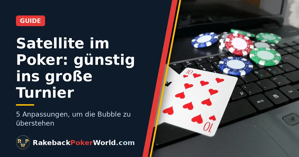 Titelbild: Pokerkarten und Chips auf der Tastatur eines Notebooks; Guide zu Poker-Satellites, dem günstigen Weg in große Turniere