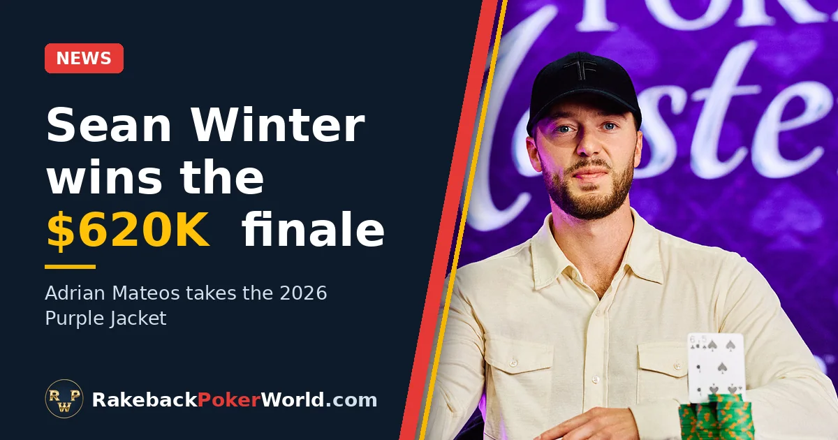 Cover: Sean Winter holding the Poker Masters trophy at the PokerGO Studio after winning the $51,000 finale