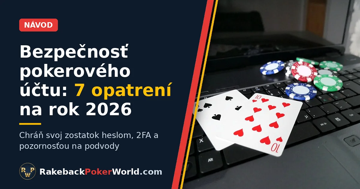 Titulný obrázok návodu o bezpečnosti pokerového účtu: notebook s dvoma hracími kartami a pokerovými žetónmi na klávesnici