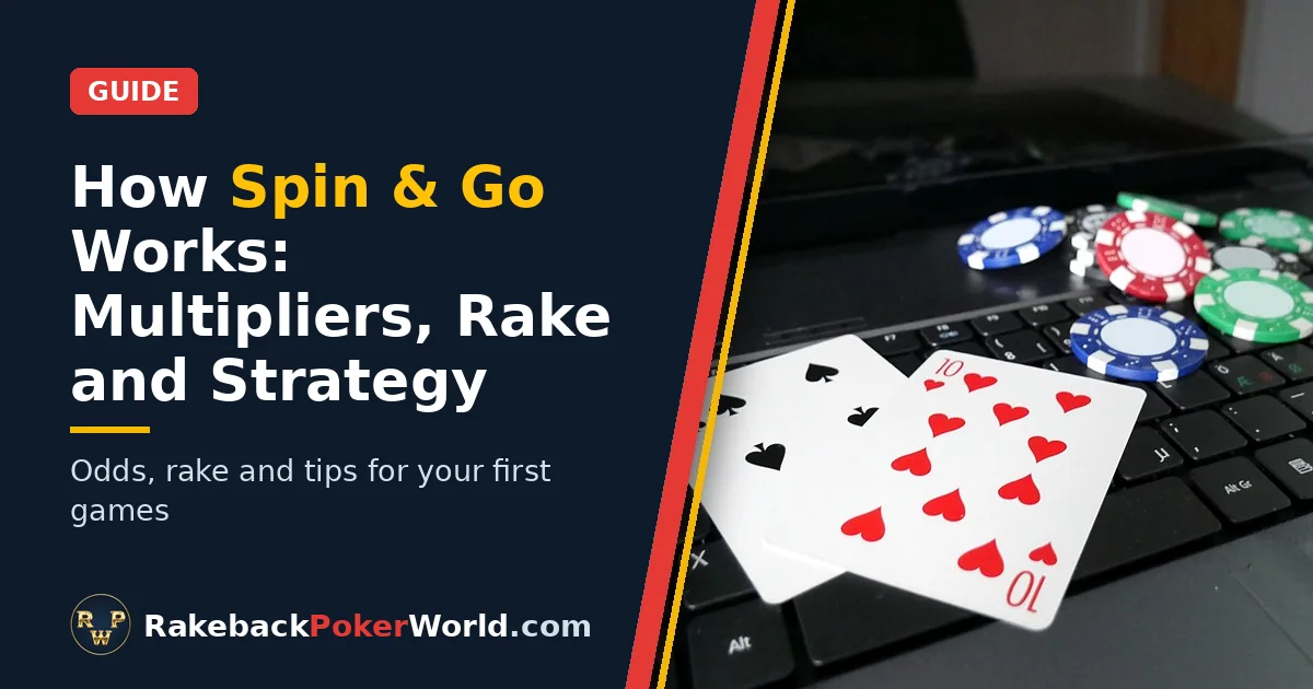 Cover: poker cards and chips on a laptop keyboard, for the guide on how Spin & Go works