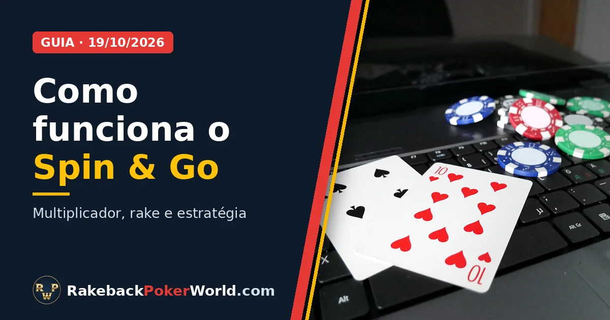 Capa: cartas e fichas de poker sobre o teclado de um notebook, no guia sobre como funciona o Spin & Go