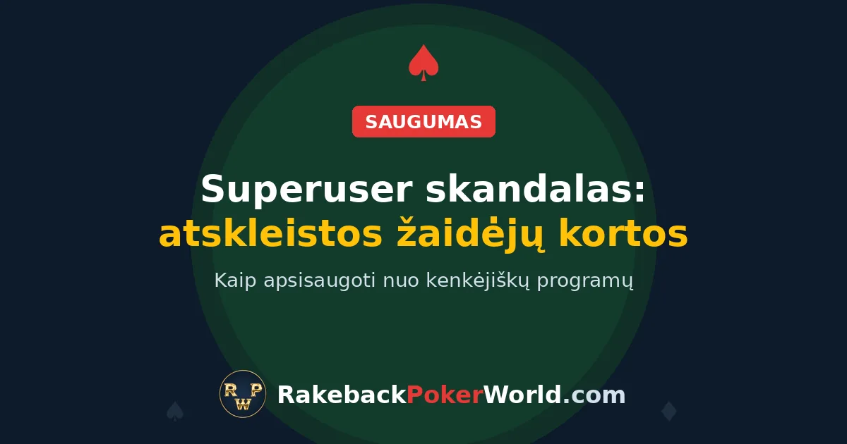 Viršelis: superuserių skandalas internetiniame pokeryje, kenkėjiška programa trečiųjų šalių įrankiuose atskleidė kortas