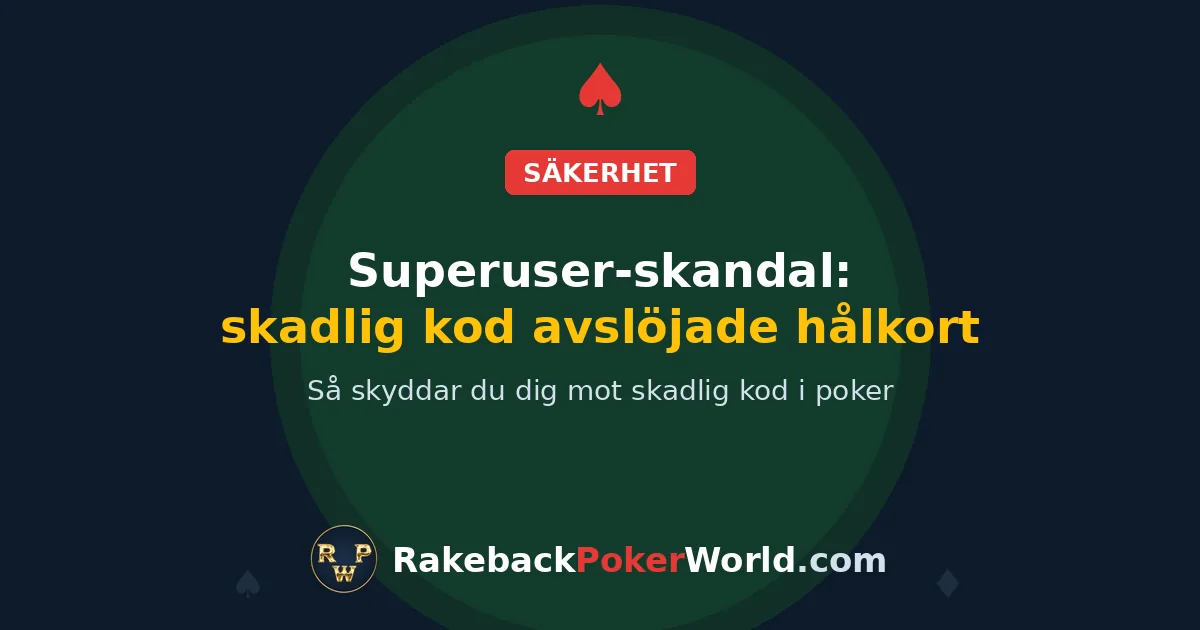 Omslag: superuser-skandal i onlinepoker, skadlig kod i pokerverktyg från tredje part avslöjade hålkort