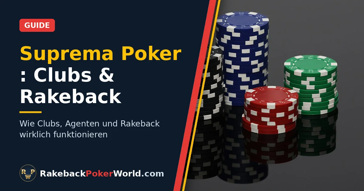 Titelbild: Stapel aus Pokerchips für den Ratgeber zu Clubs und Rakeback bei Suprema Poker