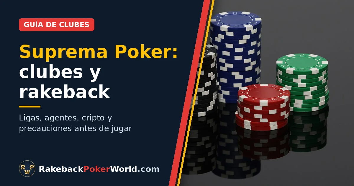 Portada: pilas de fichas de póker, en la guía sobre clubes y rakeback en Suprema Poker