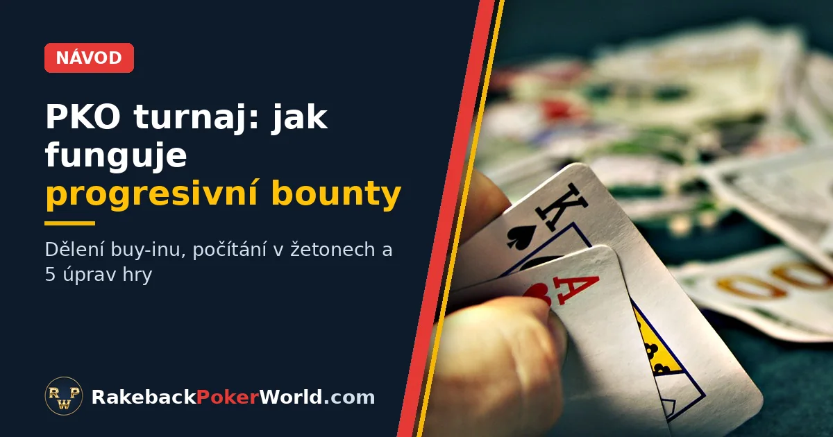 Titulní obrázek: ruka drží eso a krále na stole s žetony a penězi; návod, jak funguje bounty v PKO turnaji