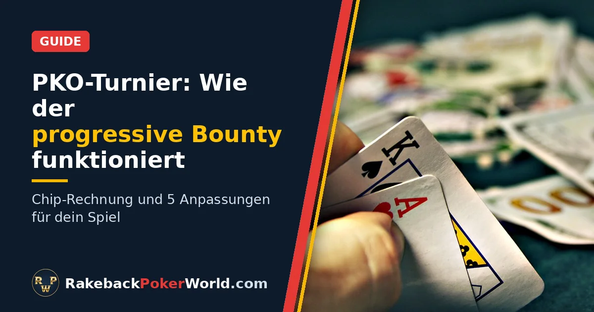 Titelbild: Hand hält ein Ass und einen König über einem Tisch mit Chips und Geld; Guide zum Bounty im PKO-Turnier