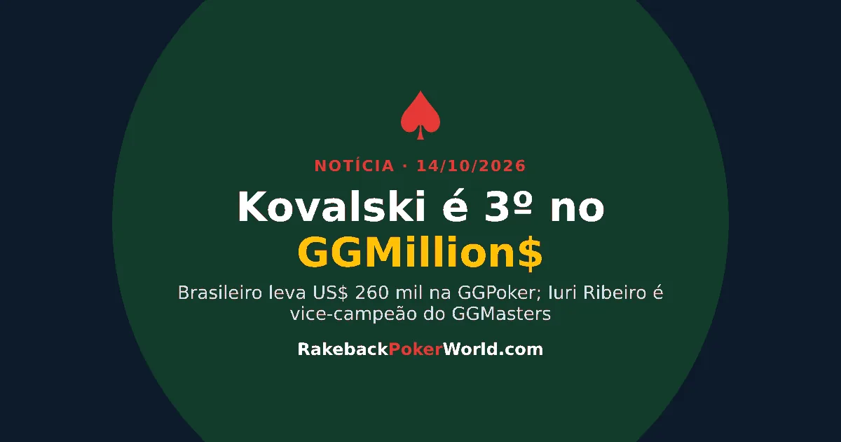 Capa: Fabiano Kovalski é terceiro no GGMillion$ e Iuri Ribeiro é vice-campeão do GGMasters na GGPoker